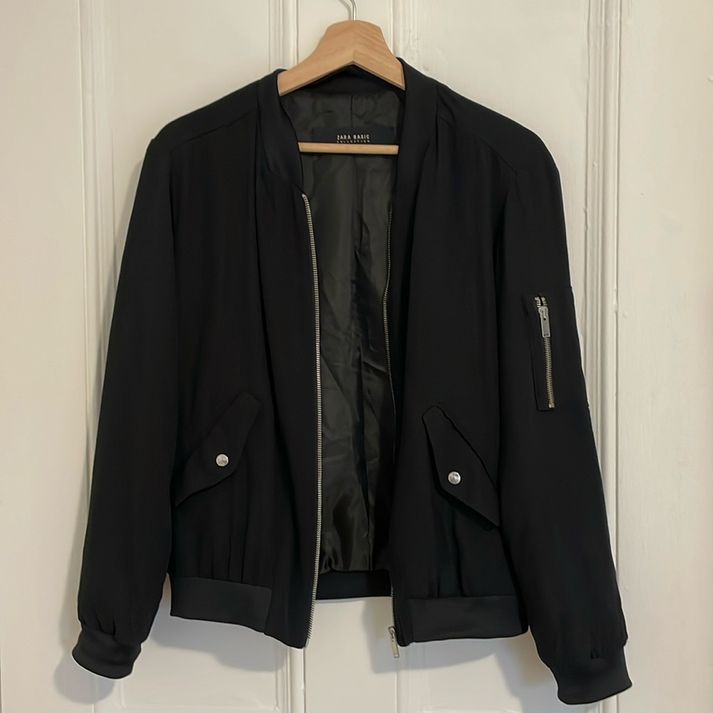 Black lightweight bomber jacket